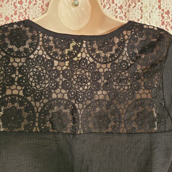 NWT faded glory black ribbed lace back top size medium - Picture 7 of 9